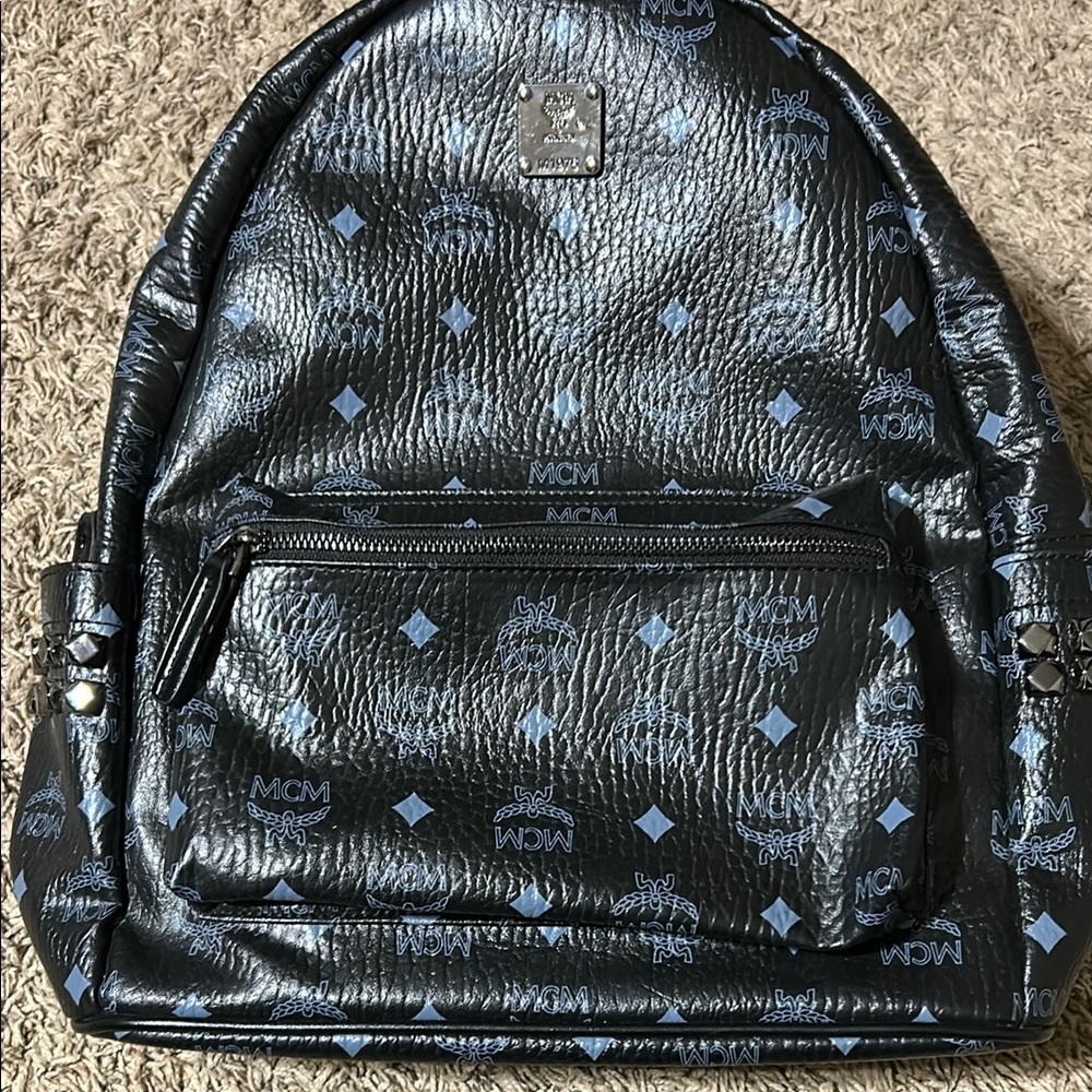 MCM Metallic Black and Blue Backpack